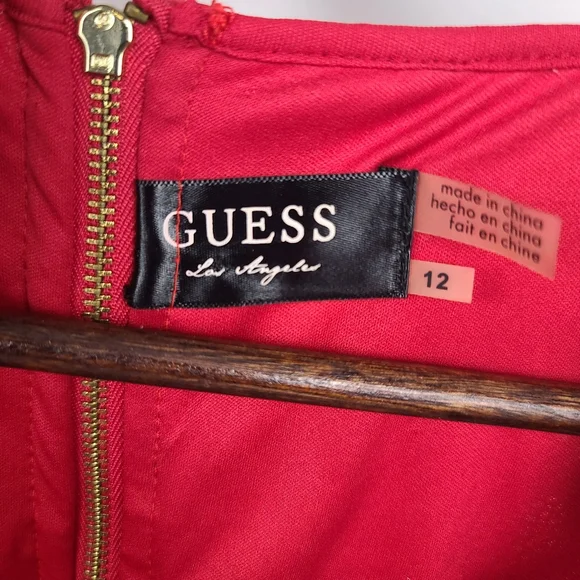 GUESS Red Scalloped Crochet Lace Fringe Cocktail Dress – Size 12 - Picture 6 of 13